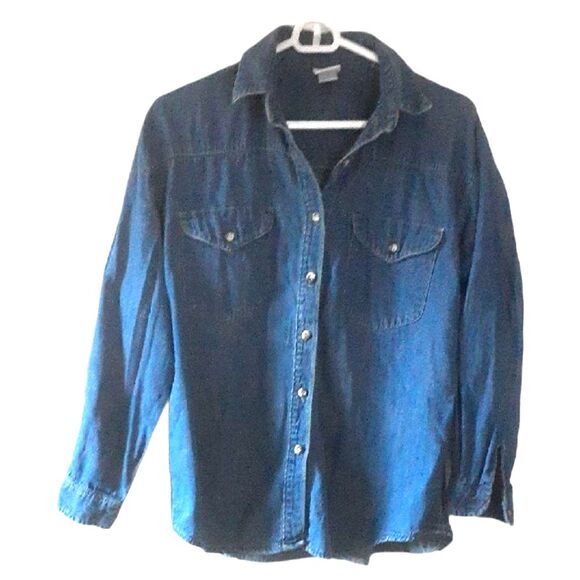 OshKosh B'gosh top vintage Blue Button Down jeans Shirt 10 m - Picture 1 of 9
